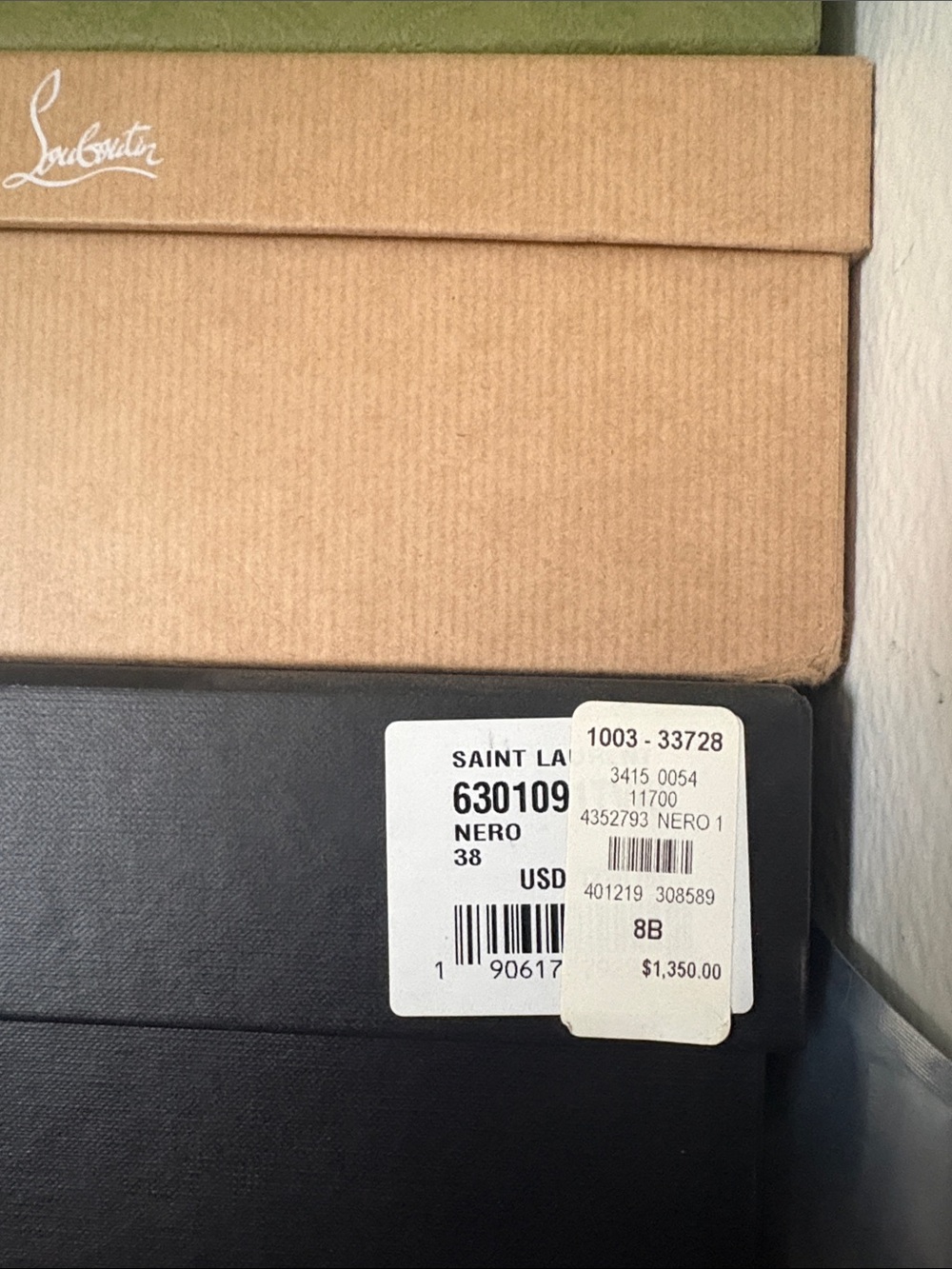 NWT Saint Laurent Black and Gold Heels - Picture 3 of 3
